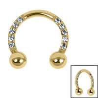 Titanium Claw Set Jewelled Lucky Horseshoe Circular Barbells (CBB) 1.2mm