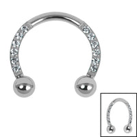 Titanium Claw Set Jewelled Lucky Horseshoe Circular Barbells (CBB) 1.2mm