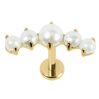 Titanium Internally Threaded Labrets 1.2mm - Titanium Claw Set Grace Pearl Crescent