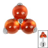 Titanium Claw Set Carnelian Trinity stone top for Internal Thread shafts in 1.2mm