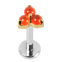 Titanium Internally Threaded Labrets 1.2mm - Titanium Claw Set Carnelian Trinity stone top