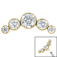 Titanium Threadless (Bend fit) (Infinity) Bezel Set 5 Jewel Crescent