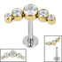 Titanium Threadless Labrets - Titanium (Bend-fit) (Infinity) Bezel Set 5 Jewel Crescent