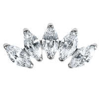 Titanium Threadless (Bend fit) Titanium Claw Set 5 Jewelled Marquise Fan