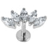 Titanium Threadless Labrets - Titanium (Bend-fit) Claw Set 5 Jewelled Marquise Fan