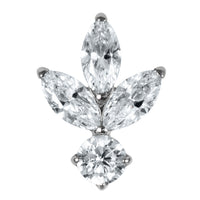 Titanium Claw Set Jewelled Lotus Solitaire Drop for Internal Thread shafts in 1.2mm
