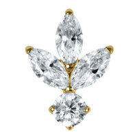Titanium Claw Set Jewelled Lotus Solitaire Drop for Internal Thread shafts in 1.2mm