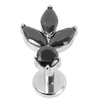 Titanium Internally Threaded Labrets 1.2mm - Titanium Claw Set Jewelled Lotus Solitaire Drop