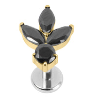 Titanium Internally Threaded Labrets 1.2mm - Titanium Claw Set Jewelled Lotus Solitaire Drop