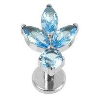 Titanium Internally Threaded Labrets 1.2mm - Titanium Claw Set Jewelled Lotus Solitaire Drop