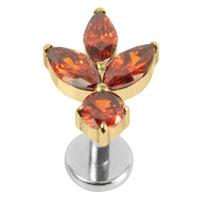 Titanium Internally Threaded Labrets 1.2mm - Titanium Claw Set Jewelled Lotus Solitaire Drop