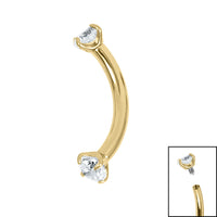 Titanium Internally Threaded Claw Set Double Jewelled Micro Curved Bar 1.2mm
