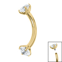 Titanium Internally Threaded Claw Set Double Jewelled Micro Curved Bar 1.2mm