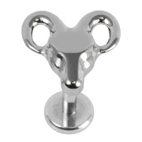 Titanium Internally Threaded Labrets 1.2mm - Titanium Rams Head