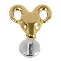 Titanium Internally Threaded Labrets 1.2mm - Titanium Rams Head