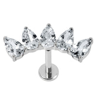 Titanium Internally Threaded Labrets 1.2mm - Titanium Claw Set Jewelled Diadem