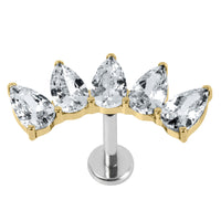 Titanium Internally Threaded Labrets 1.2mm - Titanium Claw Set Jewelled Diadem