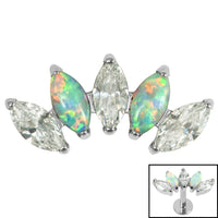 Titanium Threadless (Bend fit) (Infinity) Claw Set 5 Marquise Opal and Jewel Fan