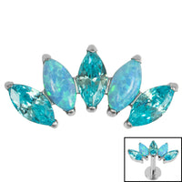 Titanium Threadless (Bend fit) (Infinity) Claw Set 5 Marquise Opal and Jewel Fan