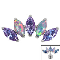 Titanium Threadless (Bend fit) (Infinity) Claw Set 5 Marquise Opal and Jewel Fan