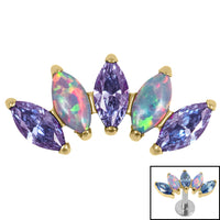 Titanium Threadless (Bend fit) (Infinity) Claw Set 5 Marquise Opal and Jewel Fan