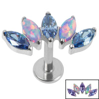 Titanium Threadless Labrets - Titanium (Bend-fit) (Infinity) Claw Set 5 Marquise Opal and Jewel Fan