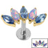 Titanium Threadless Labrets - Gold Titanium (Bend-fit) (Infinity) Claw Set 5 Marquise Opal and Jewel Fan