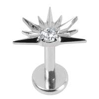 Titanium Internally Threaded Labrets 1.2mm - Titanium Claw Set Jewelled Radiant Sunset