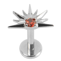 Titanium Internally Threaded Labrets 1.2mm - Titanium Claw Set Jewelled Radiant Sunset