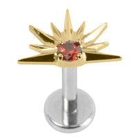 Titanium Internally Threaded Labrets 1.2mm - Titanium Claw Set Jewelled Radiant Sunset