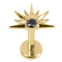Titanium Internally Threaded Labrets 1.2mm - Titanium Claw Set Jewelled Radiant Sunset