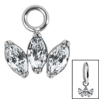 Titanium Charm - Claw Set 3 Jewel Marquise Fan