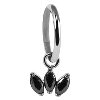 Titanium Hinged Clicker Ring with Titanium Claw Set 3 Jewel Marquise Fan