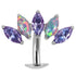 Titanium Threadless Floating Navel Bar - Titanium Claw Set 5 Opal and Jewel Marquise Fan 1.6mm
