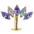 Titanium Threadless Floating Navel Bar - Titanium Claw Set 5 Opal and Jewel Marquise Fan 1.6mm