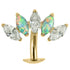 Titanium Threadless Floating Navel Bar - Titanium Claw Set 5 Opal and Jewel Marquise Fan 1.6mm
