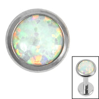 Titanium Bezel Set Opal Disk for Internal Thread shafts in 1.2mm