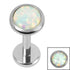 Titanium Internally Threaded Labrets 1.2mm - Titanium Bezel Set Opal Disk