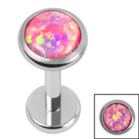 Titanium Internally Threaded Labrets 1.2mm - Titanium Bezel Set Opal Disk