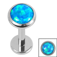 Titanium Internally Threaded Labrets 1.2mm - Titanium Bezel Set Opal Disk