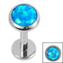 Titanium Internally Threaded Labrets 1.2mm - Titanium Bezel Set Opal Disk