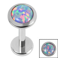 Titanium Internally Threaded Labrets 1.2mm - Titanium Bezel Set Opal Disk
