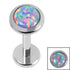 Titanium Internally Threaded Labrets 1.2mm - Titanium Bezel Set Opal Disk