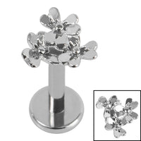Titanium Internally Threaded Labrets 1.2mm - Steel Posy Of Flowers