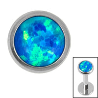 Titanium Threadless (Bend fit) (Infinity) Bezel Set Opal Disk