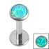 Titanium Threadless Labrets - Titanium (Bend-fit) (Infinity) Bezel Set Opal Disk