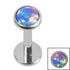 Titanium Threadless Labrets - Titanium (Bend-fit) (Infinity) Bezel Set Opal Disk