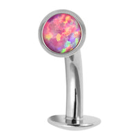 Titanium Threadless Floating Navel Bar - Titanium Bezel Set Opal Disk 1.6mm