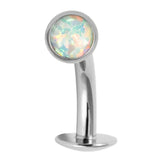Titanium Threadless Floating Navel Bar - Titanium Bezel Set Opal Disk 1.6mm