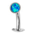 Titanium Threadless Floating Navel Bar - Titanium Bezel Set Opal Disk 1.6mm